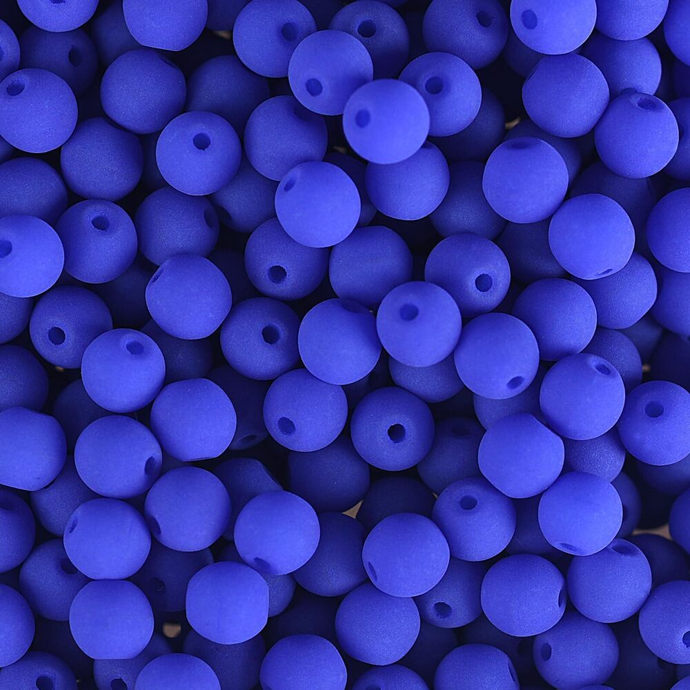 4764 Czech Glass Beads Strand 6mm White Alabaster Velvet Blue, 90pcs